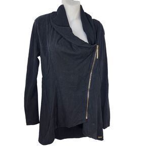 Calvin Klein Performance Quick Dry Sweater Jacket Medium Asymmetrical Zip Black